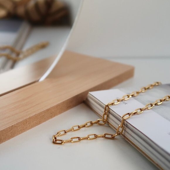 NEW 18K Gold Plated O Link Chain Paper Clip Necklace - Picture 9 of 10